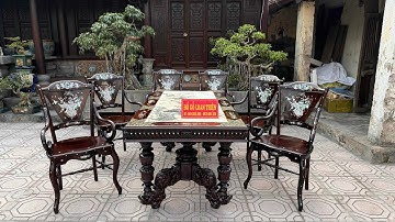 Bộ ghế ăn rẻ quạt Miền Tây cẩn ốc xà cừ độc lạ