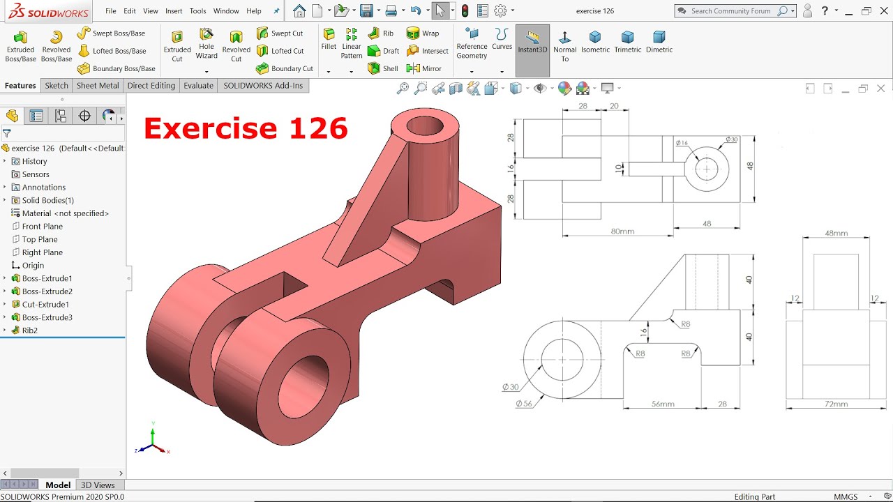 SolidWorks Tutorial for Beginners exercise 126 - YouTube