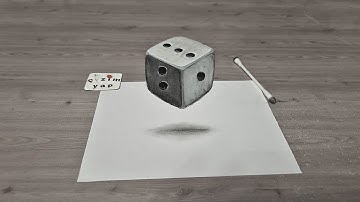 3d drawing dice illusion on paper for beginner