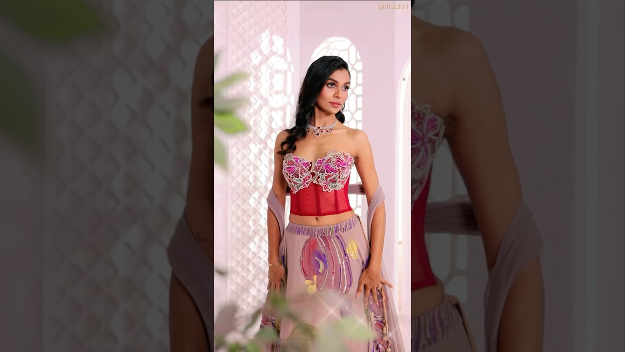 Hand painted and embroidered corset Lehenga set #lehenga #corset #indianfashion