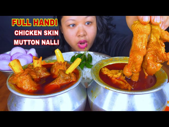 FULL HANDI ’OILY’ SPICY MUTTON CURRY, FULL HANDI ‘OILY’ SPICY CHICKEN SKIN CURRY & RICE MUKBANG ASMR