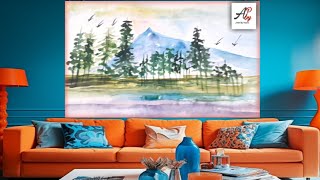 Drawing With Watercolor/ Mountains With Watercolor/ Painting Tutorial
