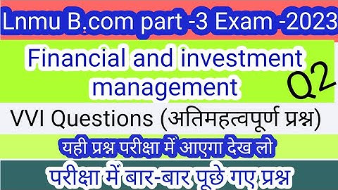 financial management vvi question for 2023 exam || financial management important question 2023