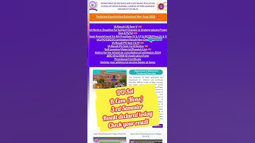 SOL B.Com (Hons) 3rd Semester Result Declared today check now.#shorts #dusol #result2025 #solresult