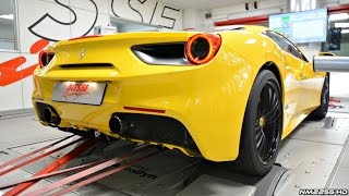 In this video you see a beautiful yellow ferrari 488 gtb 3.8 liter
twin turbo v8 featuring the optional sports exhaust system making some
dyno runs. car ...