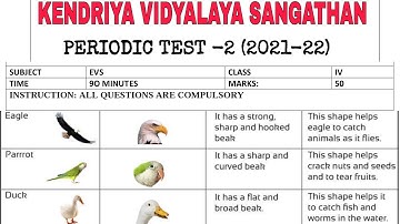 Class 4 EVS Periodic Test PT-2 Sample Question Paper for Kendriya Vidyalaya Students