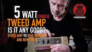 Really FANTASTIC guitar tones. 5 watt tweed tube amp. Stock vs new speaker and tubes.