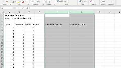 Simulating Coin Toss in Excel