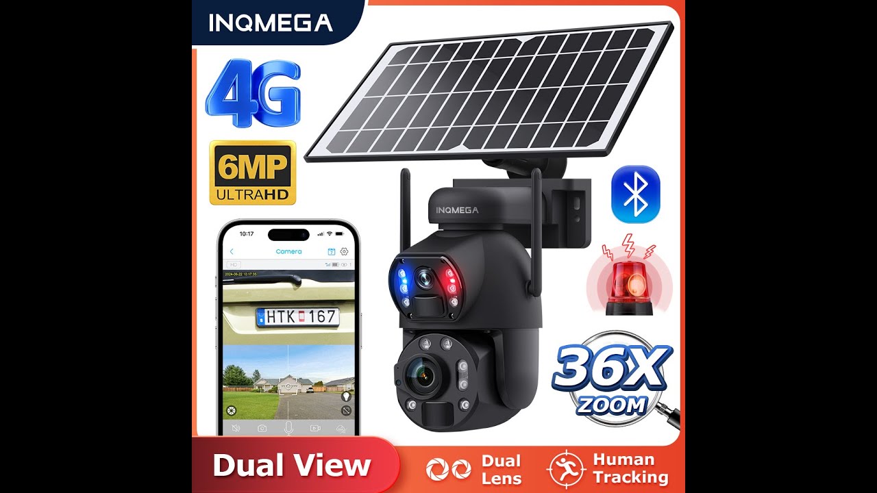 6MP HD Metal Dual Lens Outdoor Security Cameras 36X Zoom Lens Dual View Solar Battery PTZ Camera