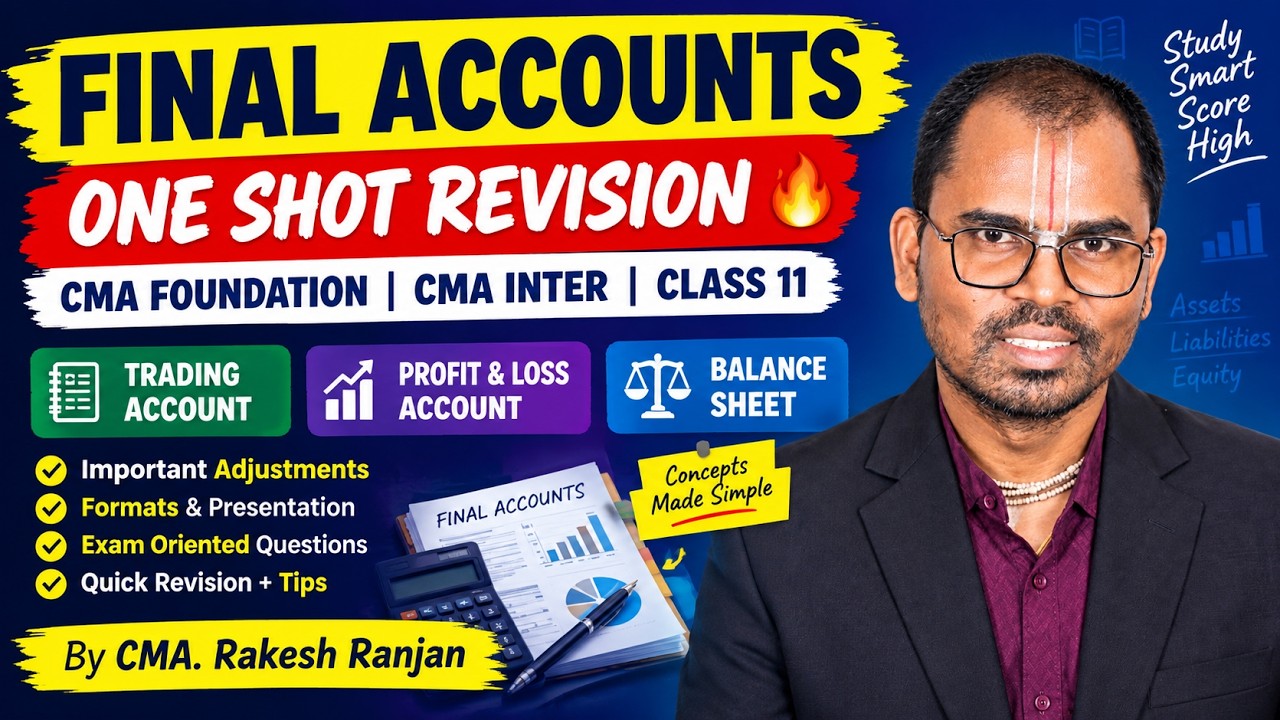 Final Accounts One Shot Revision 🔥 | CMA Foundation, CMA Inter & Class ...