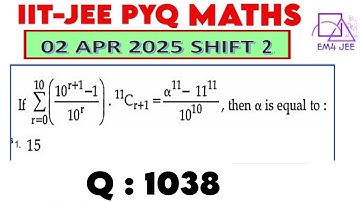 ∑((10^r+1 - 1)/10^r ) 11C_r+1 = (α^11 - 11^11)/10^10 then α is equal to #jeemains #jeemath #iitjee