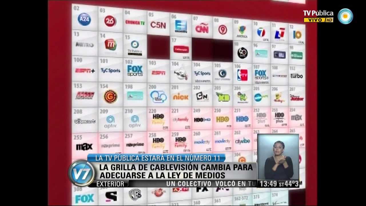 Visión 7 Grilla de Cablevisión La TV Pública en el canal número 11 YouTube