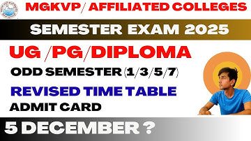 MGKVP REVISED TIME TABLE OUT 2025 | UG PG DIPLOMA | ODD SEM(1/3/5) | MGKVP SEMESTER EXAMINATION 2025