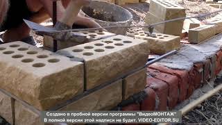 видео: кладка колоны из облицовочного рваного кирпича картинка: кладка колоны из облицовочного рваного кирпича