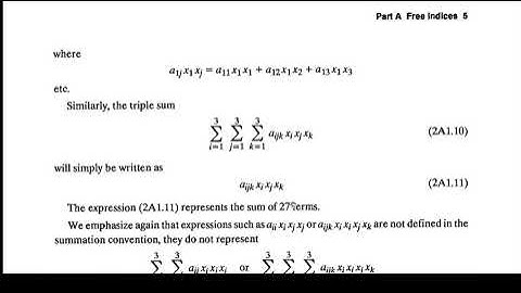 Summation Convention, Dummy and Free Indices
