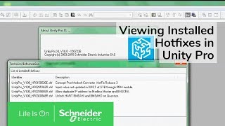 Viewing Installed Hotfixes in Unity Pro | Schneider Electric Support