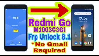 Redmi Go(M1903C3GI)8.1 Frp Bypass Without Pc 2020||No Gmail||Bypass Google Account 100% Working