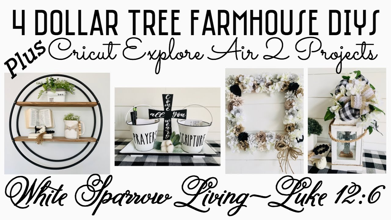 4 Dollar Tree Diys Farmhouse Home Decor 2 Using The Cricut Explore Air 2 Youtube Dollar Tree Diy Dollar Store Crafts Dollar Tree Diy