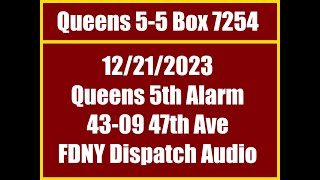 FDNY Queens 5th Alarm Dispatch Audio - 12/20/2023