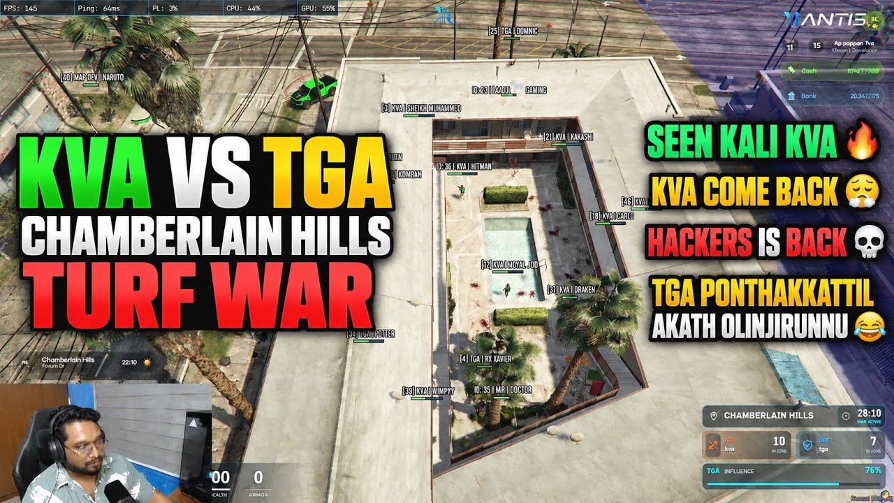 KVA VS TGA 🔥 KVA COME BACK! 😮‍💨 HACKERS IS BACK 💀 | CHAMBERLAIN HILLS TURF WAR | SEEN KALI KVA 😮‍💨