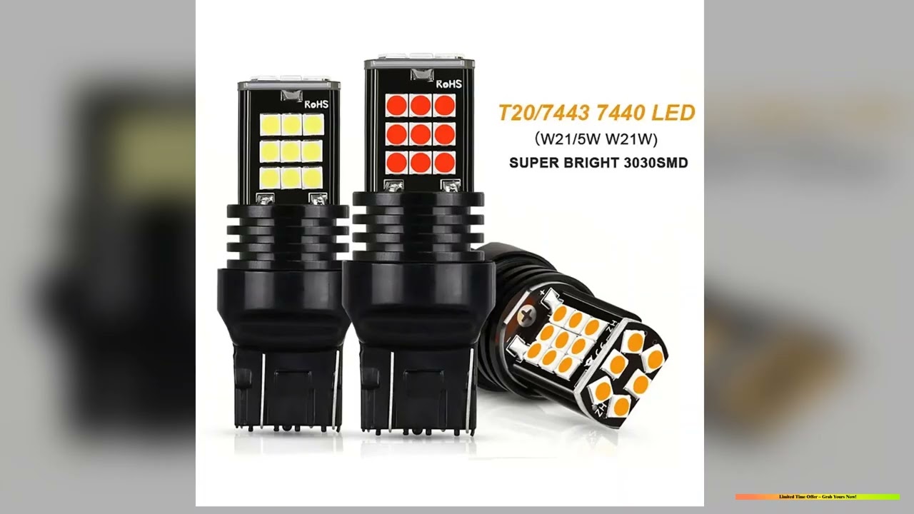 2pcs T20 7443 Led Brake Light Reverse Light Bulb Fit for Universal Car 7440 W21W W215W Amber Red