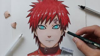 Como dibujar a GAARA paso a paso | How to draw GAARA - Naruto