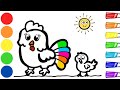 🐔🐣❤️🌈 How to Draw a Mother Hen and a Cute Chicken | Easy Animals Drawings | Step by Step Tutorial