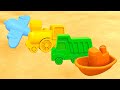 Kids vehicles and sand pit toys cartoons