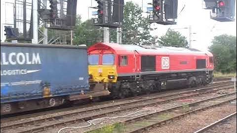 The Class 66 DB Cargo UK No.66066 with Rail Containers his now moving & leaves at Carlisle.