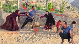 Shock  husband; anger of  first wife who is sick and leaves  house due to bad behavior ofsecond wife
