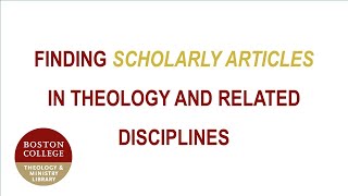Finding scholarly articles in theology and related disciplines