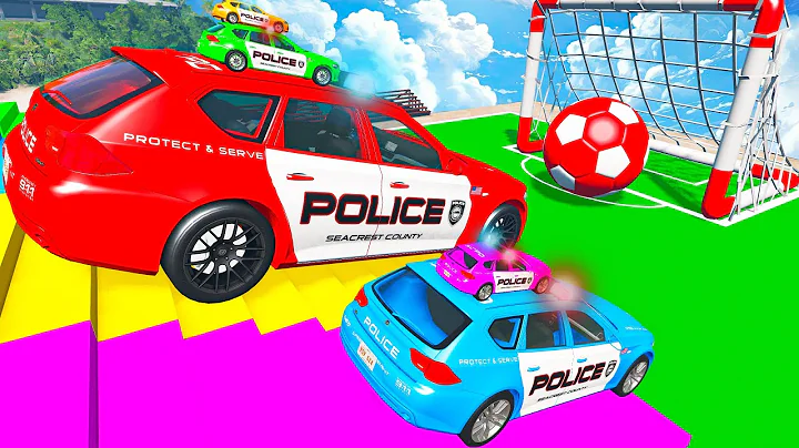Big and Small Cars vs Slide Colors with Portal Trap – Police Cars Rescue Small Cars – BeamNG.Drive