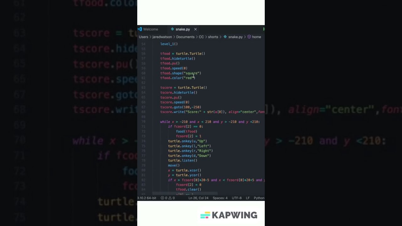 I Made SNAKE in Python #shorts
