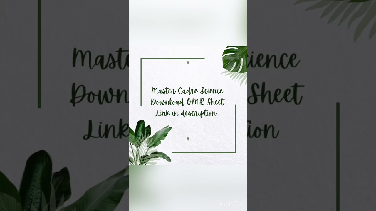 Master cadre science || Download OMR sheet || Link in description
