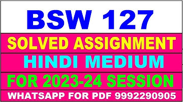 bsw 127 solved assignment 2023-24 | bsw 127 solved assignment in hindi 2024 | bsw 127 2024