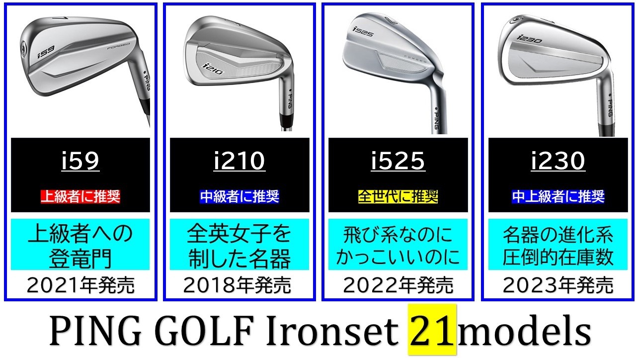 オリンピック 歴代ピン PINGピンのアイアン歴代21モデルいっき見せ！名器i210かi230か？G430か