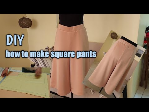 DIY: HOW TO MAKE FLAT GARTER SQUARE PANTS (pattern making) - YouTube