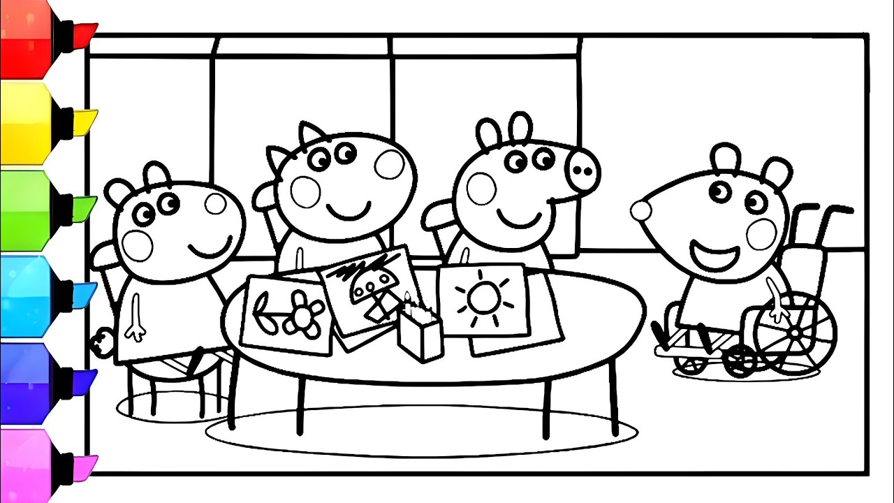 Molly Mole is Painting with Friends Drawing Easy | Peppa Pig Drawing ...