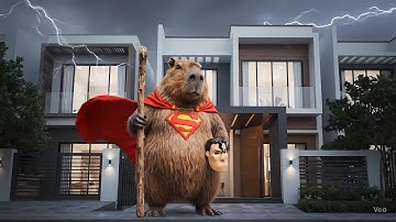 Capy giả làm siêu nhân gao giữa trời mưa #capybara