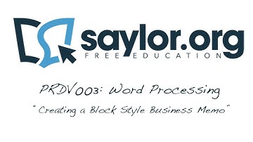 Creating a Block Style Business Memo: Word Processing - Professional Development 003