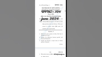 BPSC - 104 previous year question june 2024|Ba political science honours 1st year Riddhi rani #ignou
