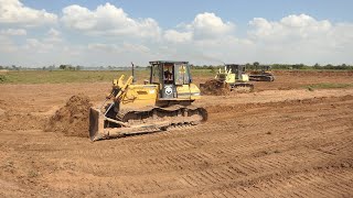 Superpower KOMATSU Dozer D58P, D60P, & D65P Moving Forest & Soil To Build A New Canal Project