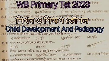 WB Primary Tet 2023/Child Development Class Primary Tet/শিখন ও শিক্ষণ কৌশল /Cdp