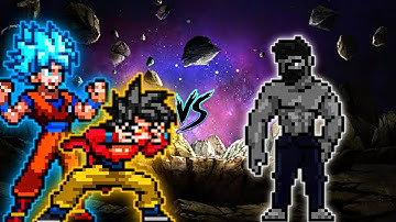 Goku GT (all form) & Goku DBS V3.5 (all form) VS Giga Chad (New) in Jump Force Mugen