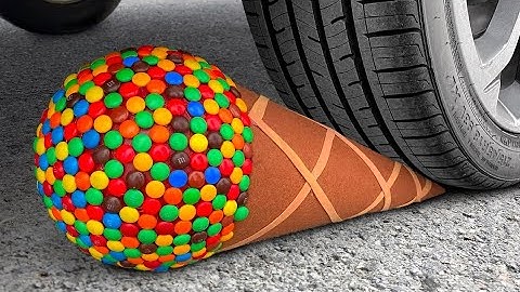 Crushing things with Car! 자동차로 바삭 바삭하고 부드러운 것을 분쇄! 실험용 자동차 vs 콜라, 환타 슬라임 캔디 토이 JCB 트랙터 오...