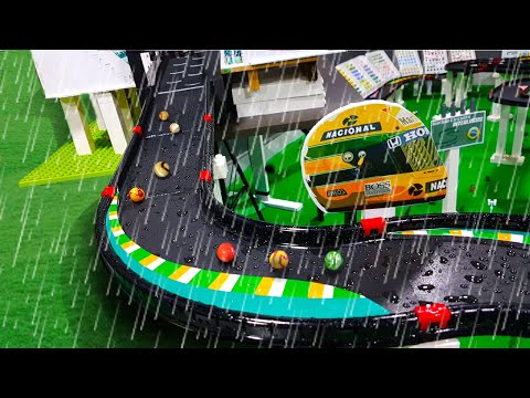 Rain on the Marble Circuit: São Paulo GP - FINAL R12 - Senna - Marble Race By Fubeca's Marble Runs