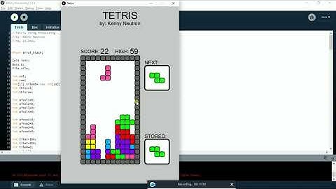 Tetris Game Using PROCESSING 3 IDE