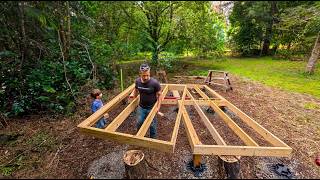 Building the Floor Structure for Our Off-Grid Bush Kitchen (whole process)