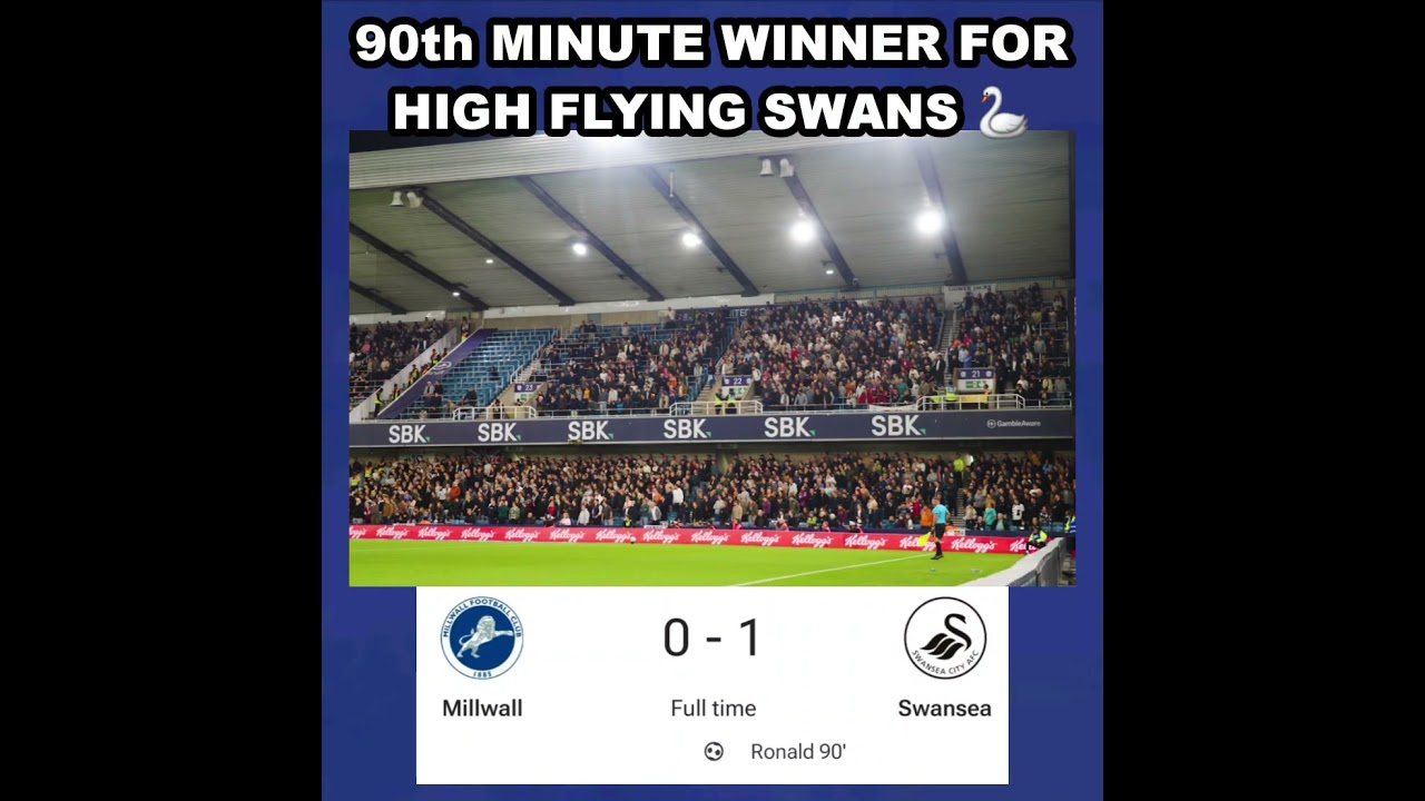 Swansea City limbs at Millwall after 90th minute winner!