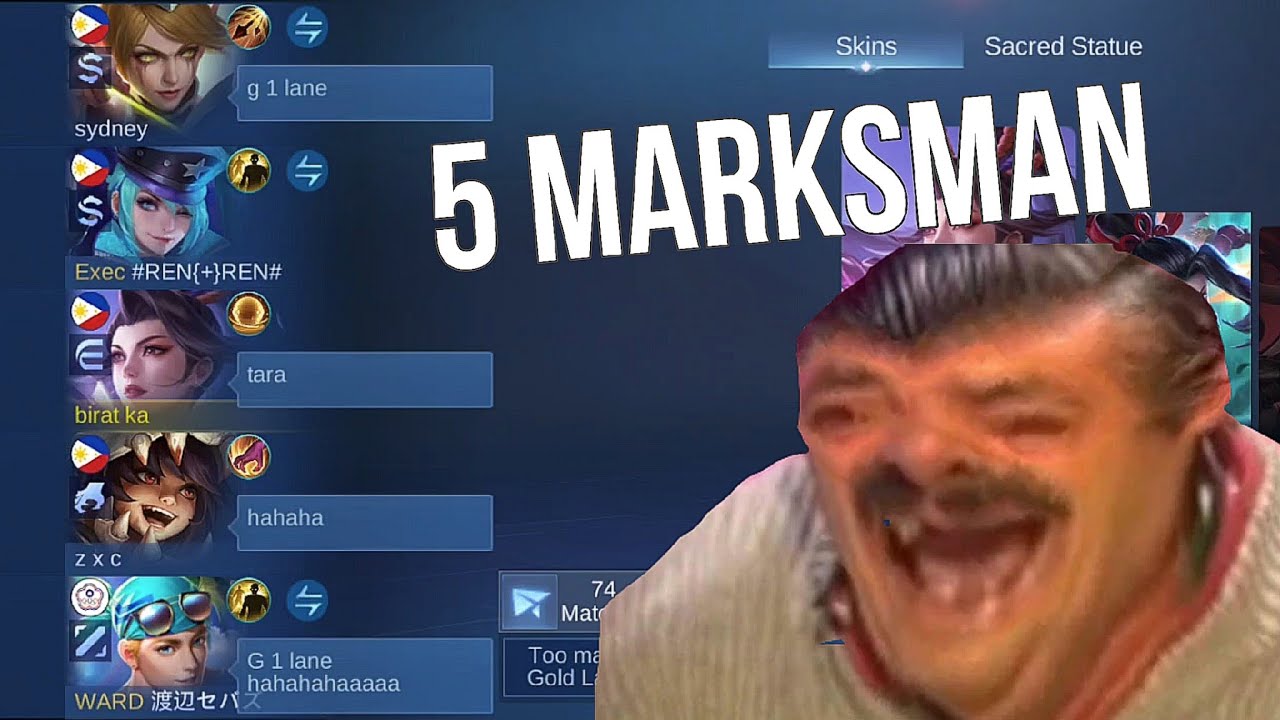 5 MARKSMAN IN RANK GAME 😆 | 1 LANE ONLY 😆 - Mobile Legends Bang Bang